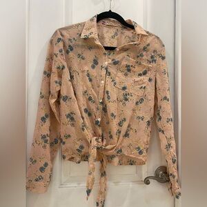Azaka Beige Floral Embroidered Blouse